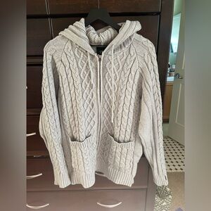 grey Dimitri Black cable knit zip up cardigan/sweater with hood